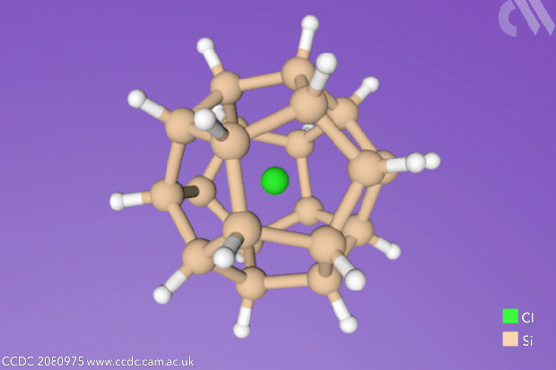 Spinning 3D gif showing Siladodecahedrane