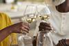 White wine toasting