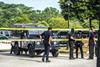Police operate strict controls at the Sepang Court Complex during the high profile murder of Kim Jong Nam  Sepang  Malaysia