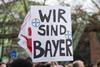 Bayer employees protesting over job cuts in Wuppertal, Germany