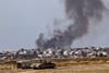 Smoke rises from the area after Israeli army launching an airstrike on the Jabalia Refugee Camp of Gaza City