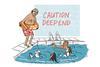 Man about to jump into a swimming pool