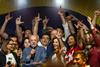 Luiz Inacio Lula da Silva winning election