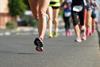 Marathon running race on city road