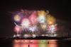 A photograph of a fireworks display over Venice