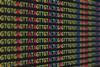 DNA sequence with coloured letters on black background