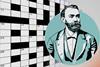 Nobel crossword 2025 grid, overlaid with illustration of Alfred Nobel
