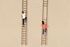 Women climbing different ladders