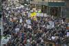 Protesters in New York demonstrating against Trump's immigration ban