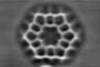 An image showing an ultra-high-resolution AFM imaging of single molecules of kekulene