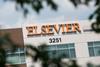 An image showing the Elsevier logo outside of a facility occupied by Elsevier in Maryland Heights, Missouri