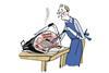 Man slicing ham