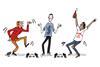 Three university students having fun while social distancing