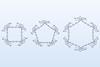 Three macrocyclic molecules containing four to six dihydropyrazine corners