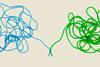 Knotted strings coming together