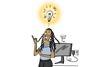 Woman with lightbulb above her head