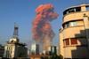 An image showing the pink cloud from the Beirut blast