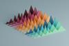 A row of 3d graphs showing them with different results
