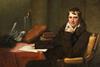 An oil painting of Sir Humphrey Davy, a well-dressed Regency gentleman at his desk