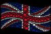 UK flag made up of scientific conical flasks, illustration