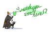Wizard with black cat and flask