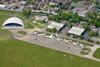 An aerial photo of the Imperial War Museum in Duxford with planes on display