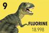 An image showing a T Rex entering the fluorine tile of the periodic table