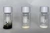 An image showing 3 vials holding concentrated Cannabis sativa extract, a co-crystal of CBD from the former sample  and CBD liberated from co-crystal