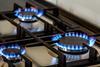 Natural gas burning on kitchen gas stove
