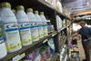 Bottles of paraquat insecticide on sale in a shop in Thailand