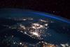 Satellite image of the UK at night
