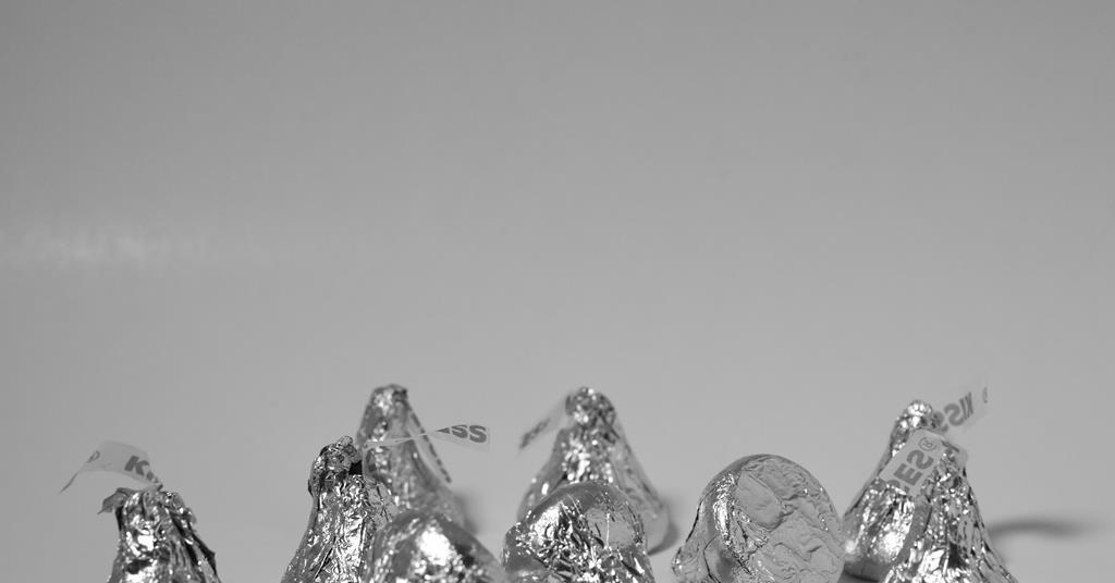 Hershey's chocolate kisses on a white background 