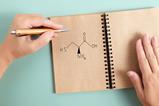 Cysteine with left handed hand holding pen