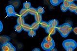 A 3d chemical protein structure with a heat map laid over.