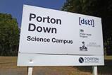 A road sign for Porton Down Science Campus which also includes DSTL, Public Health England, Porton Science Park and Porton Biopharma