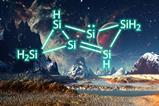Hexasilabenzene chemical structure over an alien landscape