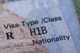 A close up of a H1B visa in a passport