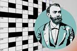 Nobel crossword 2025 grid, overlaid with illustration of Alfred Nobel