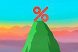 Percentage sign on mountain peak