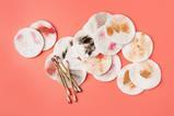 Pads and cotton buds with makeup that has been removed