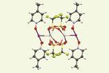 A 3d model of a complex with silver bonded to iodine. The complex also contains carbon, nitrogen, fluorine, sulfur, oxygen and hydrogen.