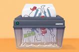 Paper shredder shredding a protein structure