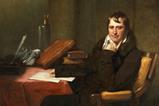 An oil painting of Sir Humphrey Davy, a well-dressed Regency gentleman at his desk