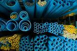 Blue and yellow PVC tubes