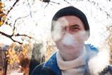 Man breathing out