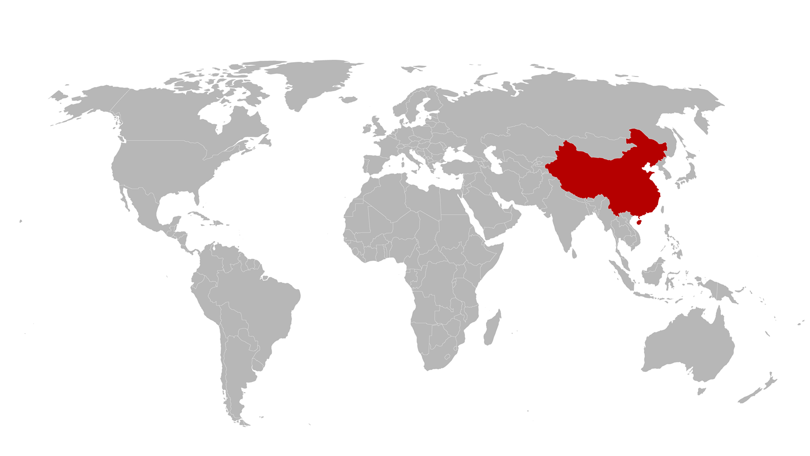 World map with China hightlighted