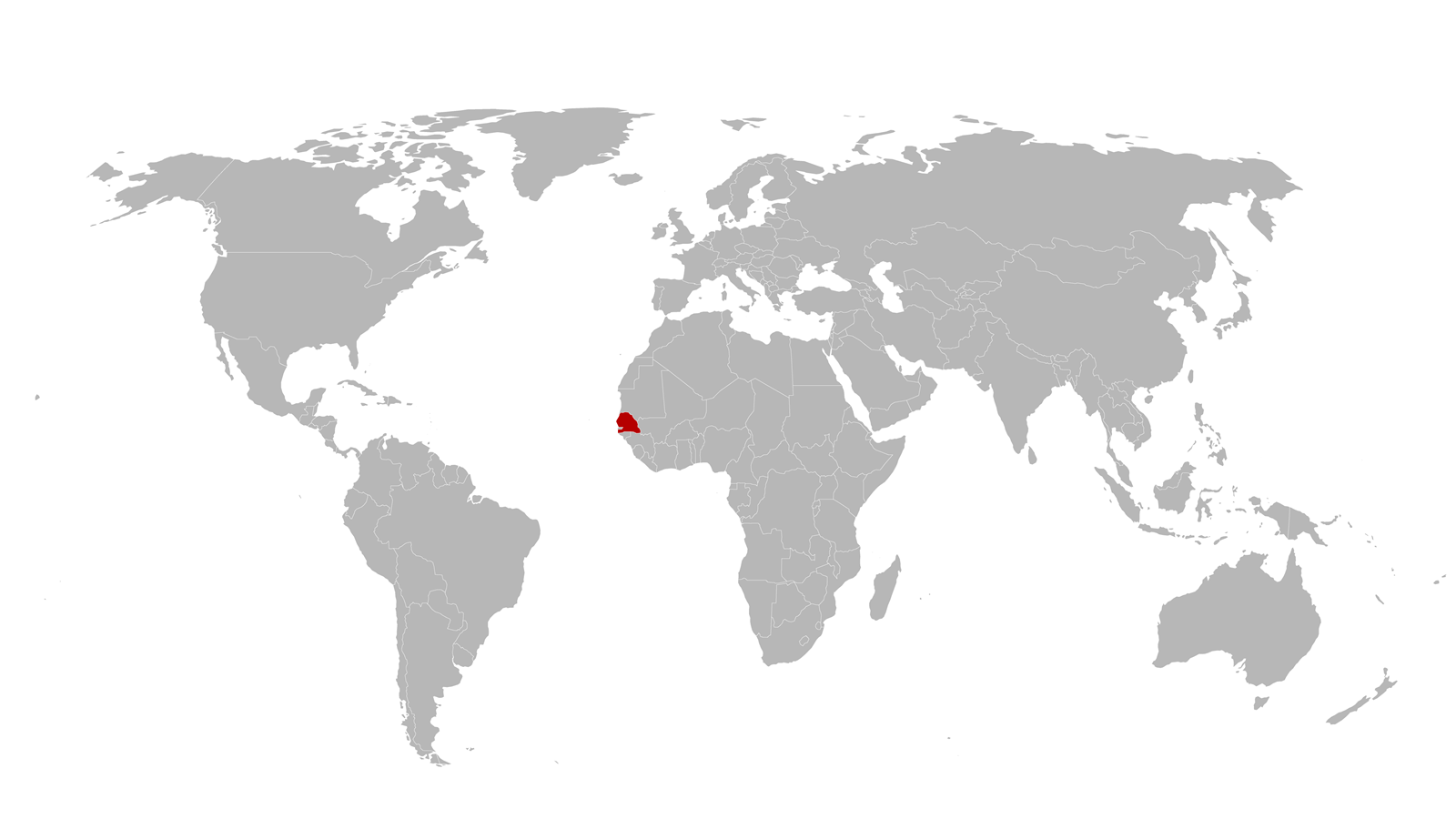 World map with Senegal hightlighted