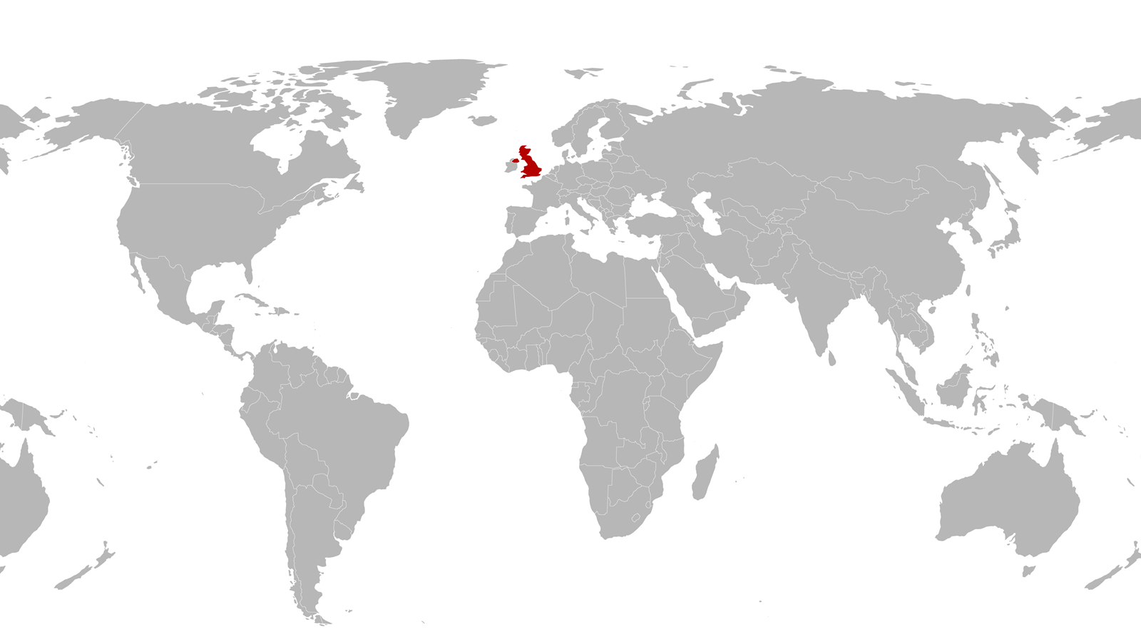 World map with centred UK highlighted