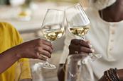 White wine toasting