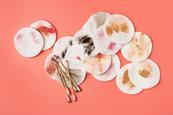 Pads and cotton buds with makeup that has been removed